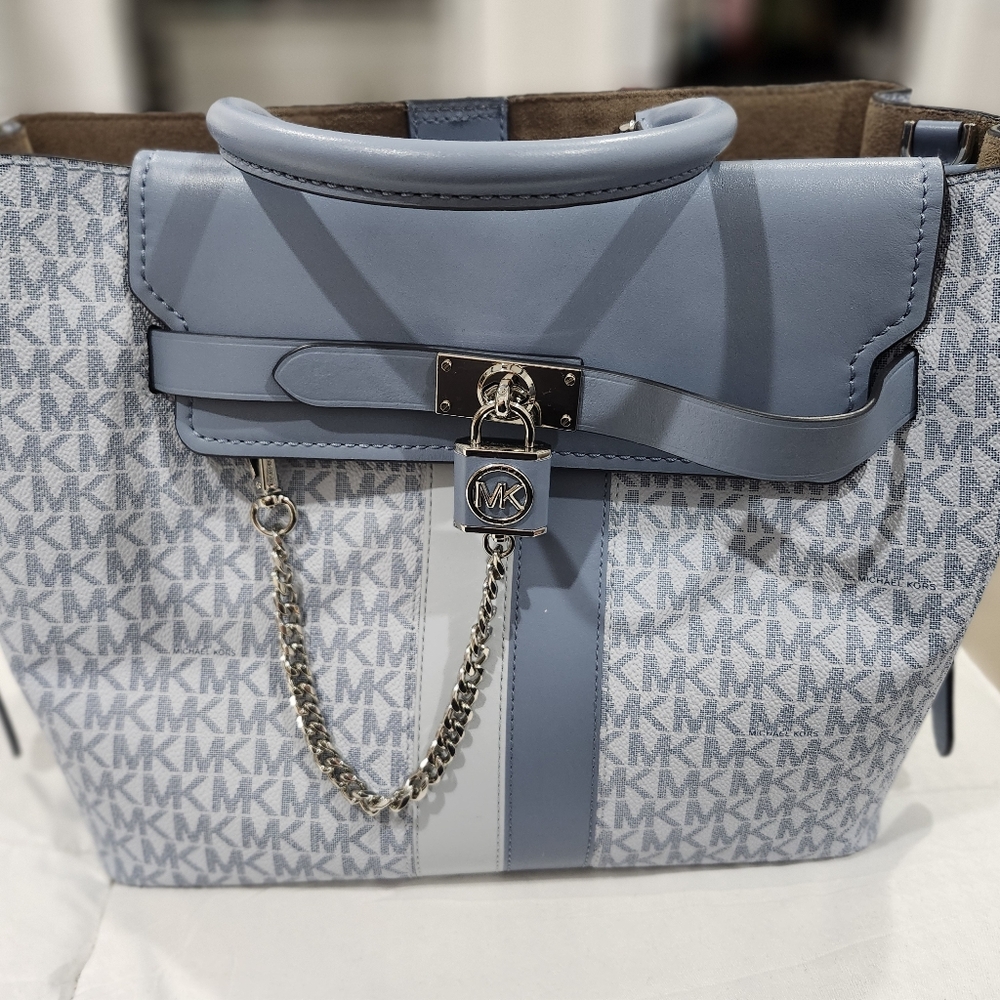 Michael Kors Light Blue Monogram Satchel